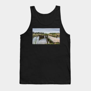 Landscape With Lake And Wooden Boat Tank Top